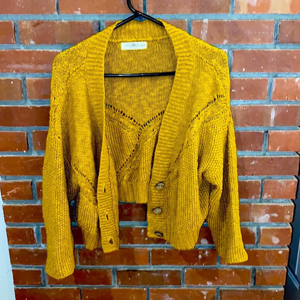 Hot mustard cropped slouchy cardigan xs/s